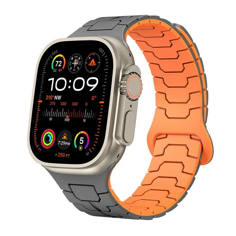 Correia de Relógio Magnética em Silicone com Escamas de Dragão de Aço, Para Apple Watch 46mm / 49mm / 45mm / 44mm