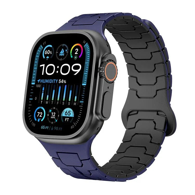 Correia de Relógio Magnética em Silicone com Escamas de Dragão de Aço, Para Apple Watch 46mm / 49mm / 45mm / 44mm