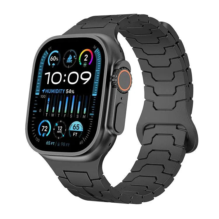Correia de Relógio Magnética em Silicone com Escamas de Dragão de Aço, Para Apple Watch 46mm / 49mm / 45mm / 44mm
