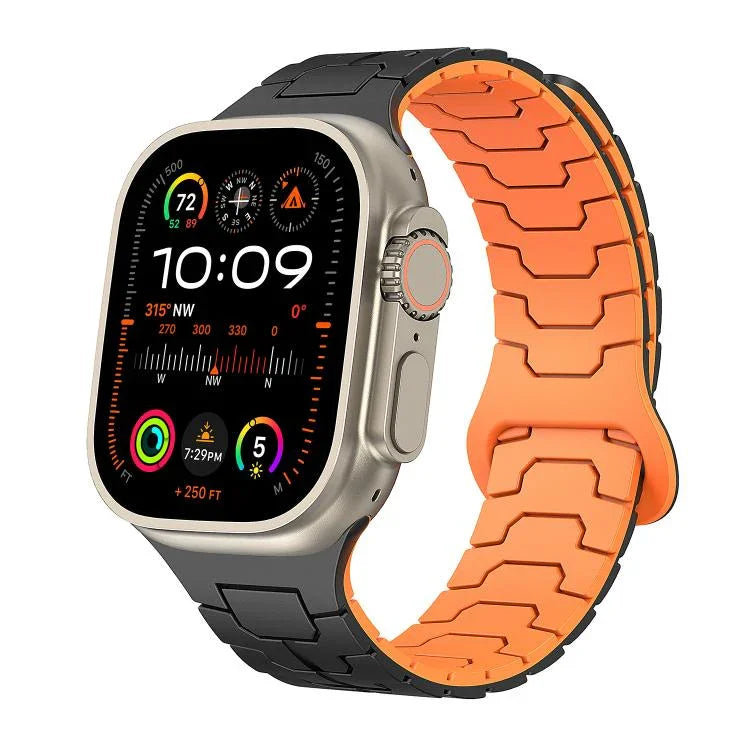 Correia de Relógio Magnética em Silicone com Escamas de Dragão de Aço, Para Apple Watch 46mm / 49mm / 45mm / 44mm