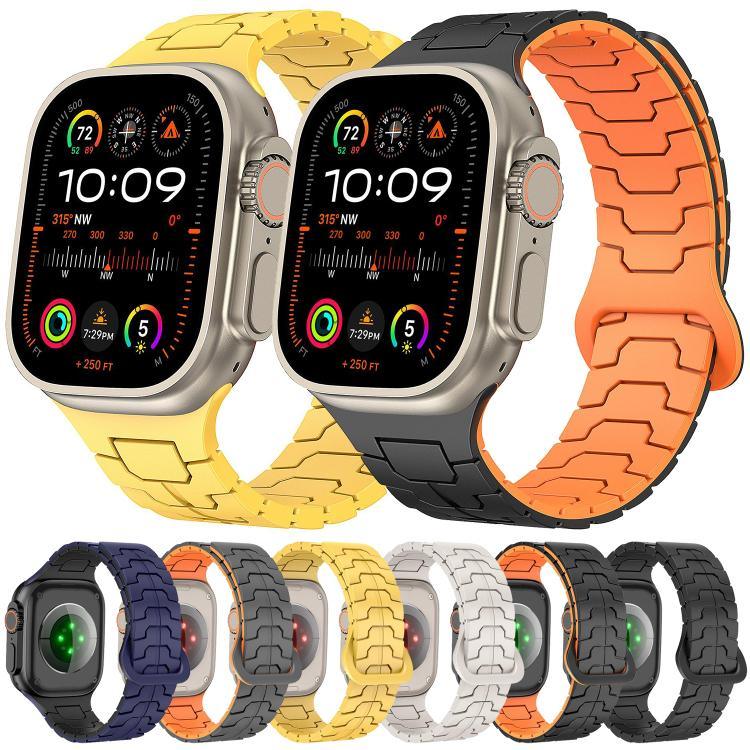 Correia de Relógio Magnética em Silicone com Escamas de Dragão de Aço, Para Apple Watch 46mm / 49mm / 45mm / 44mm