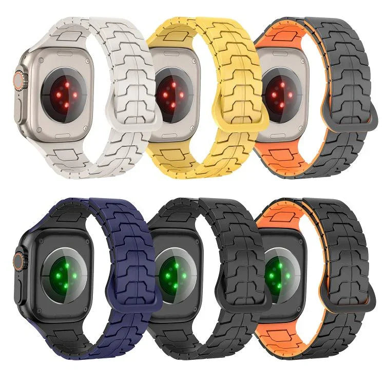 Correia de Relógio Magnética em Silicone com Escamas de Dragão de Aço, Para Apple Watch 46mm / 49mm / 45mm / 44mm