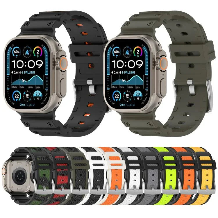 Correia de Relógio em Silicone Bicolor com Textura de Diamante, Para Apple Watch 46mm / 49mm / 45mm / 44mm