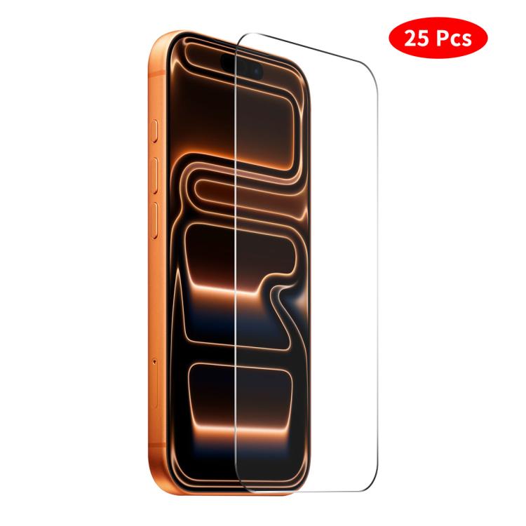 JUNSUNMAY 25pcs Thickened Glue No White Edge Screen Tempered Glass Film, For iPhone 17 Pro Max, For iPhone 17 Pro, For iPhone 17, For iPhone Air, For iPhone 16 Pro Max, For iPhone 16 Pro, For iPhone 16 Plus, For iPhone 16, For iPhone 15 Pro Max