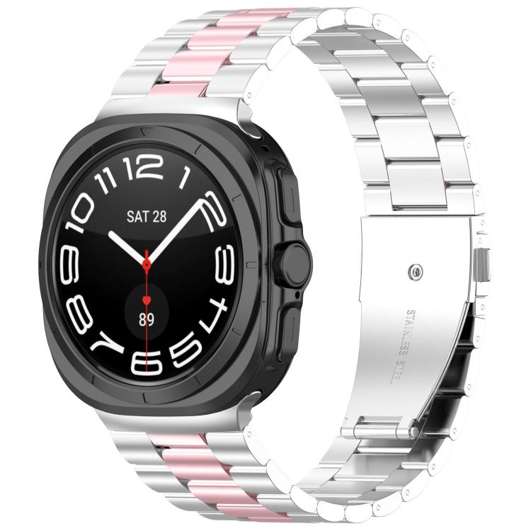 Pulseira de relógio em aço inoxidável com três contas e ferramenta de remoção, para Samsung Galaxy Watch8 / Watch8 Classic