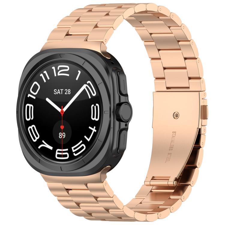 Pulseira de relógio em aço inoxidável com três contas e ferramenta de remoção, para Samsung Galaxy Watch8 / Watch8 Classic