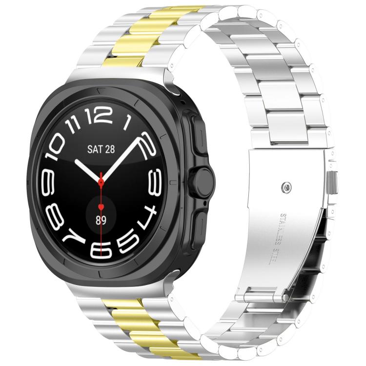 Pulseira de relógio em aço inoxidável com três contas e ferramenta de remoção, para Samsung Galaxy Watch8 / Watch8 Classic