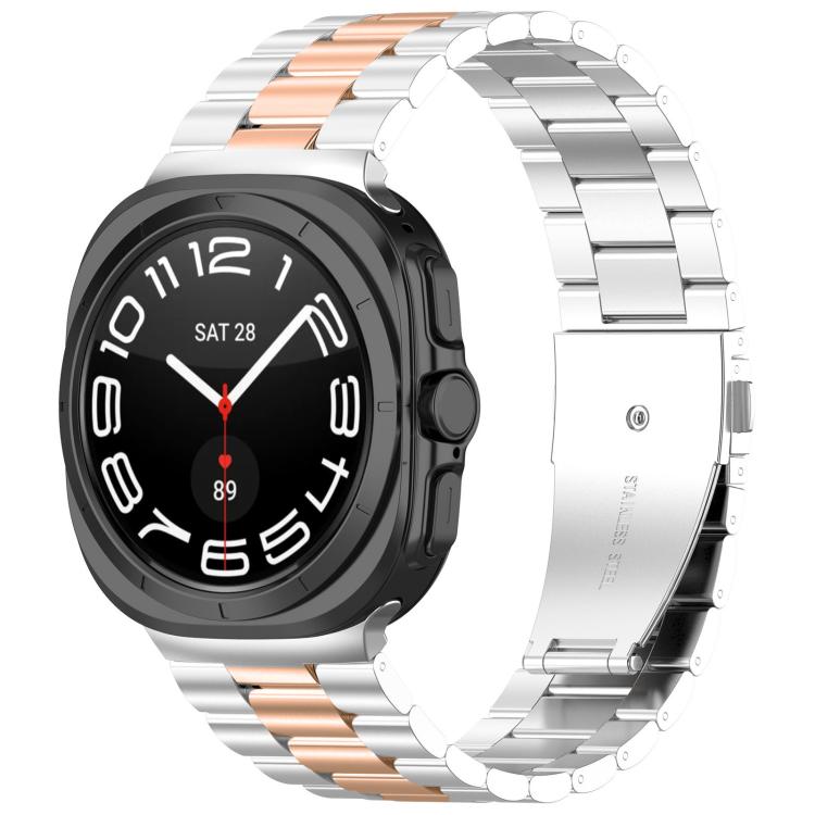 Pulseira de relógio em aço inoxidável com três contas e ferramenta de remoção, para Samsung Galaxy Watch8 / Watch8 Classic