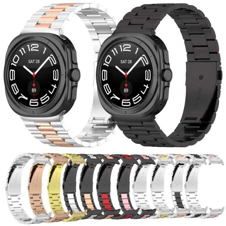Pulseira de relógio em aço inoxidável com três contas e ferramenta de remoção, para Samsung Galaxy Watch8 / Watch8 Classic