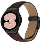 Quick Release Lychee Texture Black Turtle Back Buckle Leather Watch Band, For Samsung Galaxy Watch 7 40 / 44mm