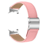 Correia de Relógio em Pele com Textura Lychee, Fivela Turtle Back em Prateado, Para Samsung Galaxy Watch 7 40 / 44mm