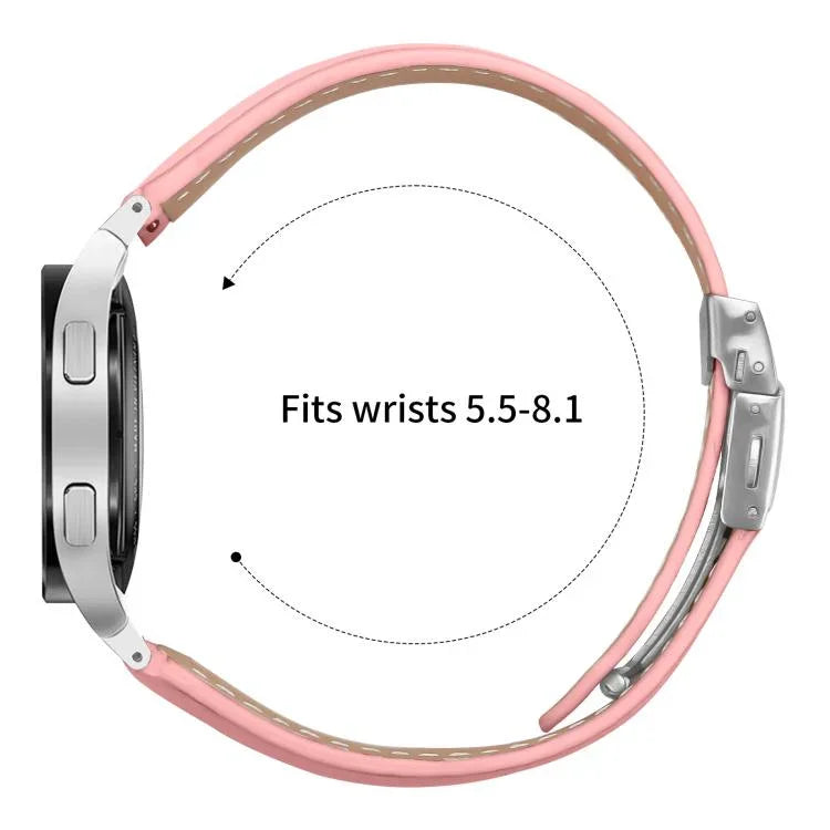Correia de Relógio em Pele com Textura Lychee, Fivela Turtle Back em Prateado, Para Samsung Galaxy Watch 7 40 / 44mm