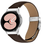 Correia de Relógio em Pele com Textura Lychee, Fivela Turtle Back em Prateado, Para Samsung Galaxy Watch 7 40 / 44mm
