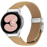 Correia de Relógio em Pele com Textura Lychee, Fivela Turtle Back em Prateado, Para Samsung Galaxy Watch 7 40 / 44mm