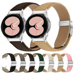 Correia de Relógio em Pele com Textura Lychee, Fivela Turtle Back em Prateado, Para Samsung Galaxy Watch 7 40 / 44mm