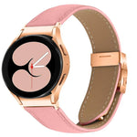 Correia de Relógio em Pele com Textura Lychee, Fivela Turtle Back em Ouro Rosa com Libertação Rápida, Para Samsung Galaxy Watch 7 40 / 44mm
