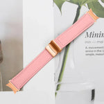 Correia de Relógio em Pele com Textura Lychee, Fivela Turtle Back em Ouro Rosa com Libertação Rápida, Para Samsung Galaxy Watch 7 40 / 44mm