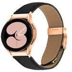 Correia de Relógio em Pele com Textura Lychee, Fivela Turtle Back em Ouro Rosa com Libertação Rápida, Para Samsung Galaxy Watch 7 40 / 44mm