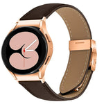 Correia de Relógio em Pele com Textura Lychee, Fivela Turtle Back em Ouro Rosa com Libertação Rápida, Para Samsung Galaxy Watch 7 40 / 44mm