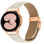 Correia de Relógio em Pele com Textura Lychee, Fivela Turtle Back em Ouro Rosa com Libertação Rápida, Para Samsung Galaxy Watch 7 40 / 44mm