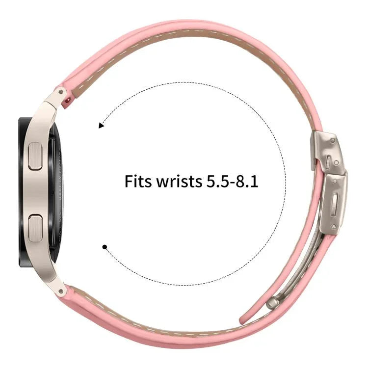 Correia de Relógio em Pele com Textura Lychee, Fivela Turtle Back em Starlight com Libertação Rápida, Para Samsung Galaxy Watch 7 40 / 44mm