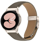 Correia de Relógio em Pele com Textura Lychee, Fivela Turtle Back em Starlight com Libertação Rápida, Para Samsung Galaxy Watch 7 40 / 44mm