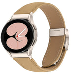 Correia de Relógio em Pele com Textura Lychee, Fivela Turtle Back em Starlight com Libertação Rápida, Para Samsung Galaxy Watch 7 40 / 44mm
