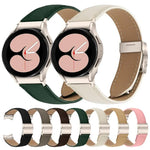 Correia de Relógio em Pele com Textura Lychee, Fivela Turtle Back em Starlight com Libertação Rápida, Para Samsung Galaxy Watch 7 40 / 44mm
