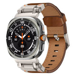 Correia de relógio em pele com cabeça em aço inoxidável Explorer, Para Samsung Galaxy Watch Ultra 47mm / Ultra 2025