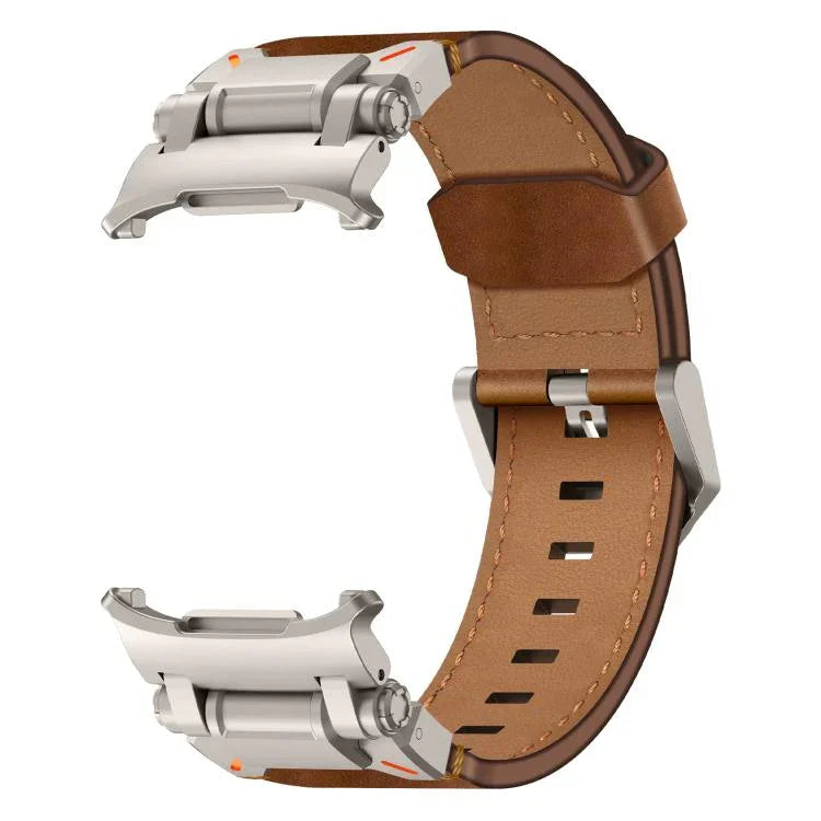 Correia de relógio em pele com cabeça em aço inoxidável Explorer, Para Samsung Galaxy Watch Ultra 47mm / Ultra 2025