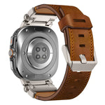 Correia de relógio em pele com cabeça em aço inoxidável Explorer, Para Samsung Galaxy Watch Ultra 47mm / Ultra 2025