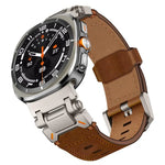 Correia de relógio em pele com cabeça em aço inoxidável Explorer, Para Samsung Galaxy Watch Ultra 47mm / Ultra 2025