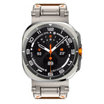 Correia de relógio em pele com cabeça em aço inoxidável Explorer, Para Samsung Galaxy Watch Ultra 47mm / Ultra 2025
