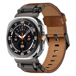 Correia de relógio em pele com cabeça em aço inoxidável Explorer, Para Samsung Galaxy Watch Ultra 47mm / Ultra 2025