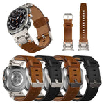 Correia de relógio em pele com cabeça em aço inoxidável Explorer, Para Samsung Galaxy Watch Ultra 47mm / Ultra 2025