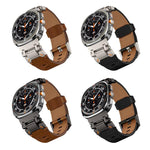 Correia de relógio em pele com cabeça em aço inoxidável Explorer, Para Samsung Galaxy Watch Ultra 47mm / Ultra 2025
