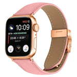 Pulseira de Relógio em Pele com Textura de Lichia e Fivela Tartaruga Dourada Rosa, Para Apple Watch 46mm / 49mm / 45mm / 44mm, Para Apple Watch 42mm / 41mm / 40mm / 38mm