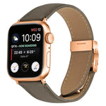 Pulseira de Relógio em Pele com Textura de Lichia e Fivela Tartaruga Dourada Rosa, Para Apple Watch 46mm / 49mm / 45mm / 44mm, Para Apple Watch 42mm / 41mm / 40mm / 38mm