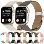 Pulseira de Relógio em Pele com Textura de Lichia e Fivela Tartaruga Starlight, Para Apple Watch 46mm / 49mm / 45mm / 44mm, Para Apple Watch 42mm / 41mm / 40mm / 38mm