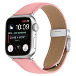 Pulseira de Relógio em Pele com Textura de Lichia e Fivela Tartaruga Prateada, Para Apple Watch 46mm / 49mm / 45mm / 44mm, Para Apple Watch 42mm / 41mm / 40mm / 38mm