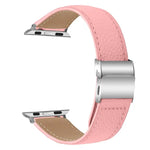 Pulseira de Relógio em Pele com Textura de Lichia e Fivela Tartaruga Prateada, Para Apple Watch 46mm / 49mm / 45mm / 44mm, Para Apple Watch 42mm / 41mm / 40mm / 38mm