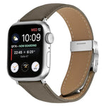 Pulseira de Relógio em Pele com Textura de Lichia e Fivela Tartaruga Prateada, Para Apple Watch 46mm / 49mm / 45mm / 44mm, Para Apple Watch 42mm / 41mm / 40mm / 38mm