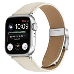 Pulseira de Relógio em Pele com Textura de Lichia e Fivela Tartaruga Prateada, Para Apple Watch 46mm / 49mm / 45mm / 44mm, Para Apple Watch 42mm / 41mm / 40mm / 38mm