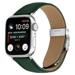 Pulseira de Relógio em Pele com Textura de Lichia e Fivela Tartaruga Prateada, Para Apple Watch 46mm / 49mm / 45mm / 44mm, Para Apple Watch 42mm / 41mm / 40mm / 38mm