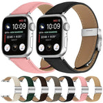 Pulseira de Relógio em Pele com Textura de Lichia e Fivela Tartaruga Prateada, Para Apple Watch 46mm / 49mm / 45mm / 44mm, Para Apple Watch 42mm / 41mm / 40mm / 38mm