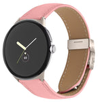 Correia de relógio em pele com textura de lichia e fecho de fivela em forma de casco de tartaruga Starlight, para Google Pixel Watch 4 / 3 / 2 / 1 41mm