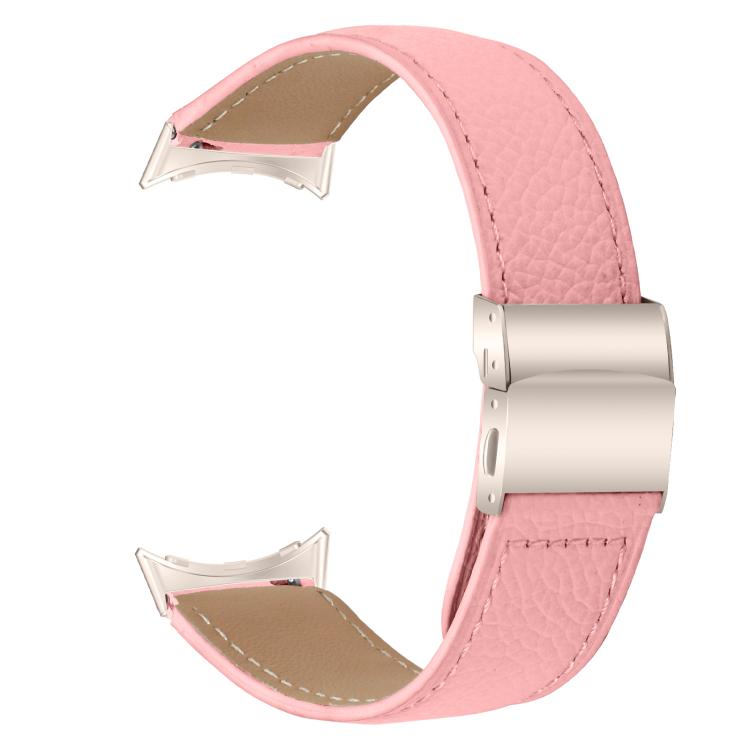 Correia de relógio em pele com textura de lichia e fecho de fivela em forma de casco de tartaruga Starlight, para Google Pixel Watch 4 / 3 / 2 / 1 41mm