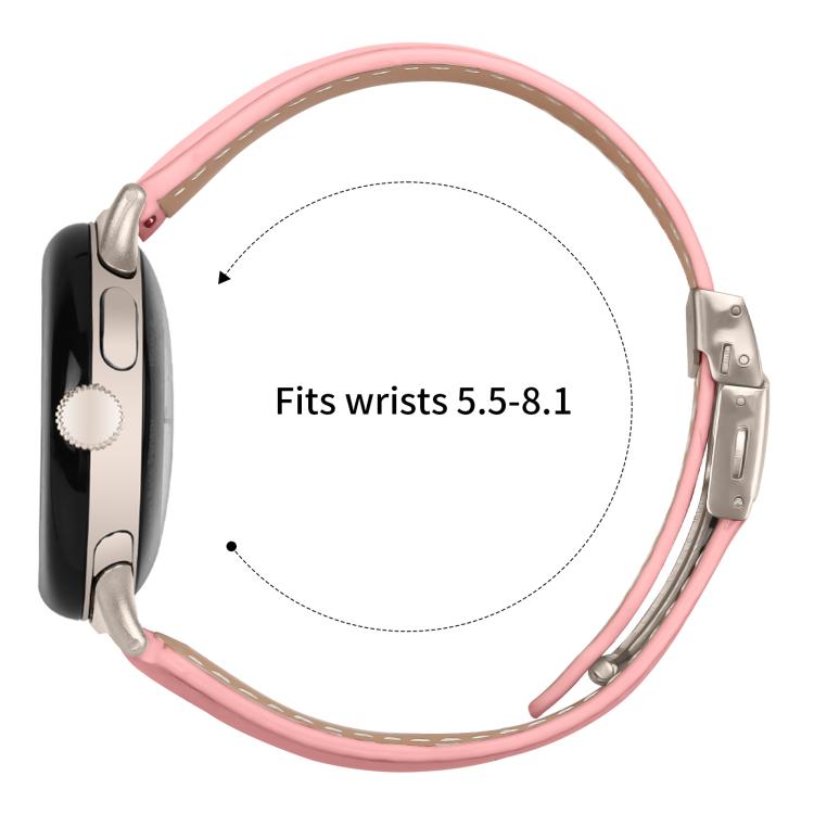 Correia de relógio em pele com textura de lichia e fecho de fivela em forma de casco de tartaruga Starlight, para Google Pixel Watch 4 / 3 / 2 / 1 41mm