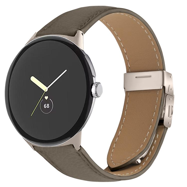 Correia de relógio em pele com textura de lichia e fecho de fivela em forma de casco de tartaruga Starlight, para Google Pixel Watch 4 / 3 / 2 / 1 41mm