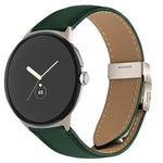 Correia de relógio em pele com textura de lichia e fecho de fivela em forma de casco de tartaruga Starlight, para Google Pixel Watch 4 / 3 / 2 / 1 41mm